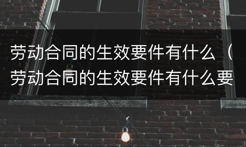 劳动合同的生效要件有什么（劳动合同的生效要件有什么要求）