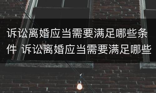 诉讼离婚应当需要满足哪些条件 诉讼离婚应当需要满足哪些条件才能离婚