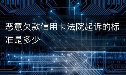 恶意欠款信用卡法院起诉的标准是多少