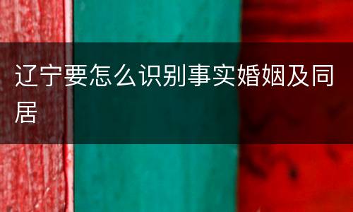 辽宁要怎么识别事实婚姻及同居