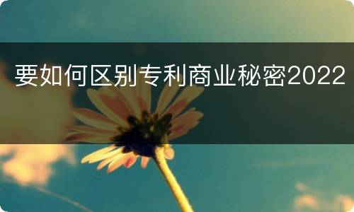要如何区别专利商业秘密2022