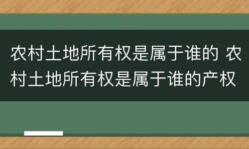 农村土地所有权是属于谁的 农村土地所有权是属于谁的产权