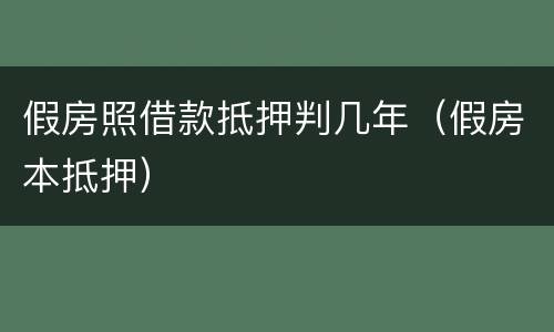 假房照借款抵押判几年（假房本抵押）