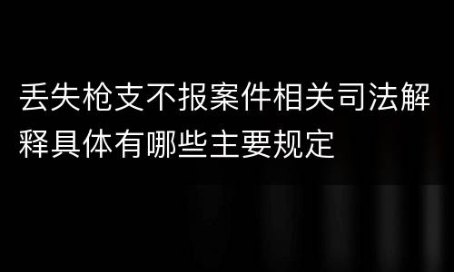 丢失枪支不报案件相关司法解释具体有哪些主要规定