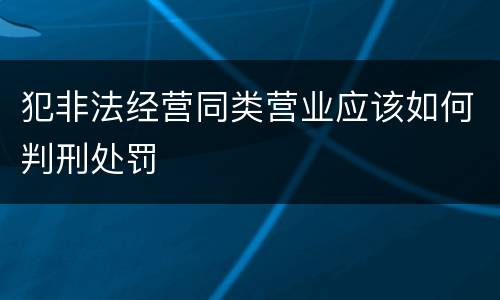 犯非法经营同类营业应该如何判刑处罚