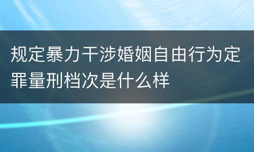 规定暴力干涉婚姻自由行为定罪量刑档次是什么样