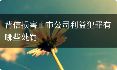 背信损害上市公司利益犯罪有哪些处罚