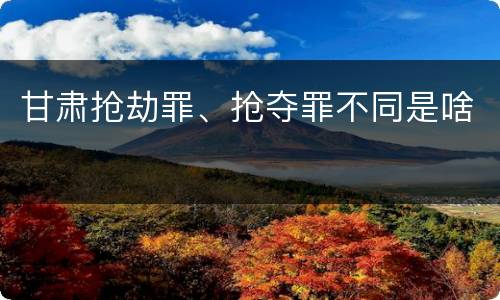 甘肃抢劫罪、抢夺罪不同是啥