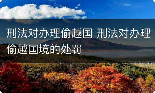 刑法对办理偷越国 刑法对办理偷越国境的处罚
