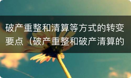 破产重整和清算等方式的转变要点（破产重整和破产清算的程序转换）