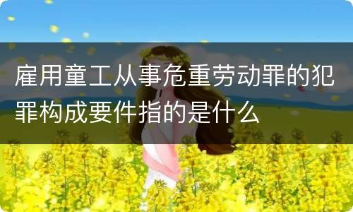 雇用童工从事危重劳动罪的犯罪构成要件指的是什么