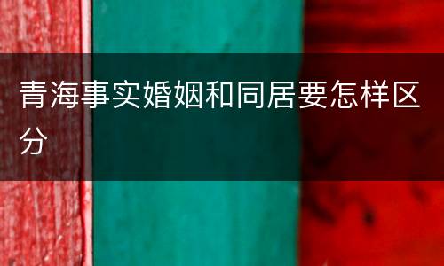 青海事实婚姻和同居要怎样区分