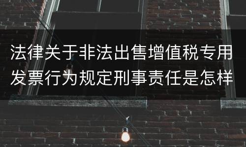 法律关于非法出售增值税专用发票行为规定刑事责任是怎样