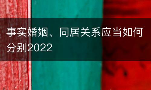事实婚姻、同居关系应当如何分别2022