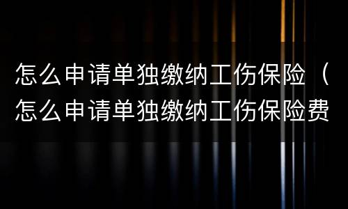 怎么申请单独缴纳工伤保险（怎么申请单独缴纳工伤保险费）