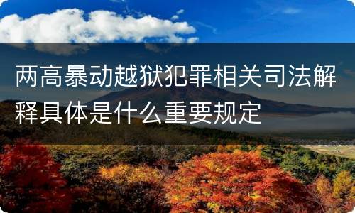 两高暴动越狱犯罪相关司法解释具体是什么重要规定