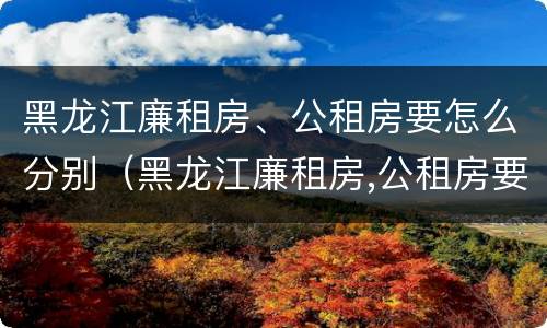 黑龙江廉租房、公租房要怎么分别（黑龙江廉租房,公租房要怎么分别选择）