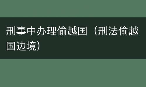 刑事中办理偷越国（刑法偷越国边境）