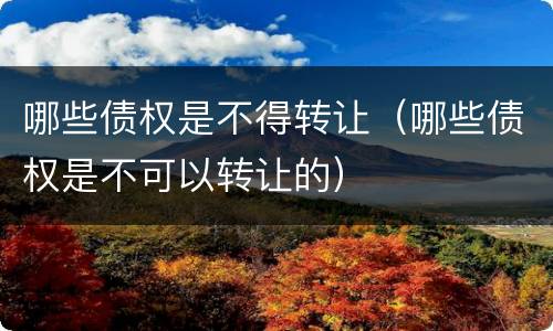 哪些债权是不得转让（哪些债权是不可以转让的）