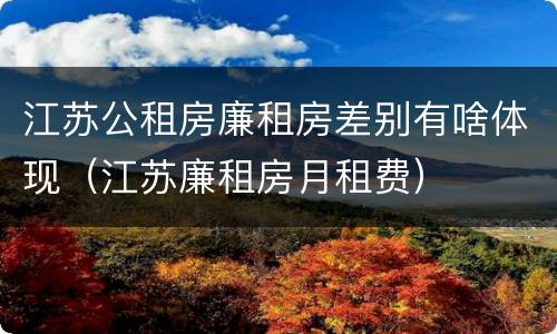 江苏公租房廉租房差别有啥体现（江苏廉租房月租费）