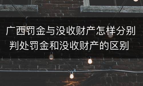 广西罚金与没收财产怎样分别 判处罚金和没收财产的区别