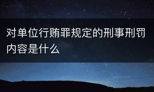 对单位行贿罪规定的刑事刑罚内容是什么