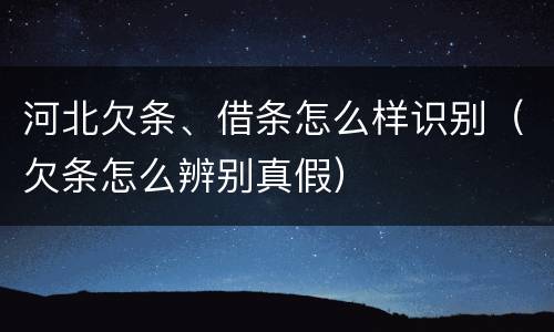 河北欠条、借条怎么样识别（欠条怎么辨别真假）