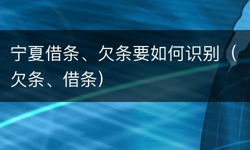 宁夏借条、欠条要如何识别（欠条、借条）