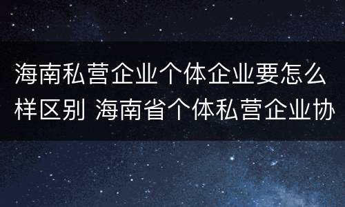海南私营企业个体企业要怎么样区别 海南省个体私营企业协会