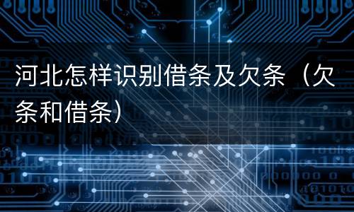 河北怎样识别借条及欠条（欠条和借条）