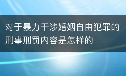 对于暴力干涉婚姻自由犯罪的刑事刑罚内容是怎样的