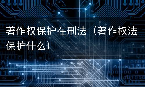 著作权保护在刑法（著作权法保护什么）