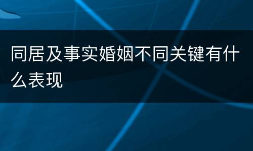 同居及事实婚姻不同关键有什么表现