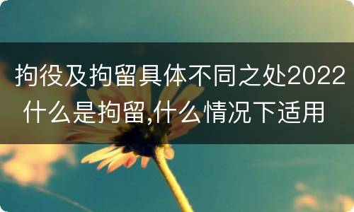 拘役及拘留具体不同之处2022 什么是拘留,什么情况下适用拘留