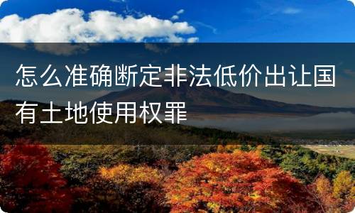 怎么准确断定非法低价出让国有土地使用权罪