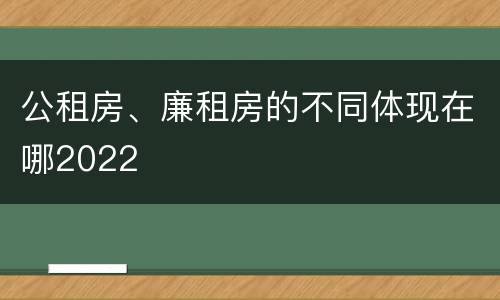 公租房、廉租房的不同体现在哪2022