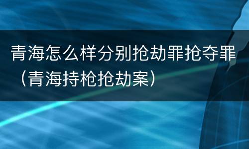 青海怎么样分别抢劫罪抢夺罪（青海持枪抢劫案）