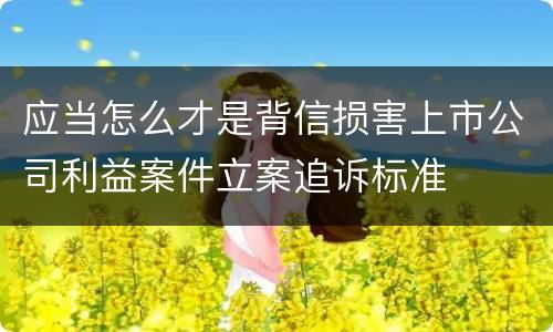 应当怎么才是背信损害上市公司利益案件立案追诉标准