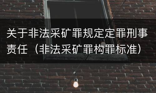 关于非法采矿罪规定定罪刑事责任（非法采矿罪构罪标准）