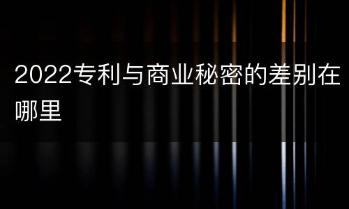 2022专利与商业秘密的差别在哪里