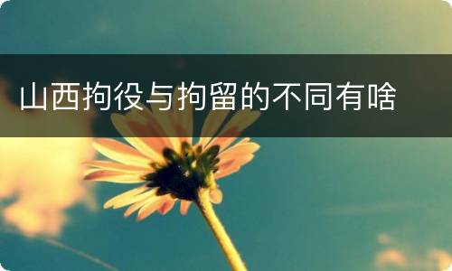 山西拘役与拘留的不同有啥