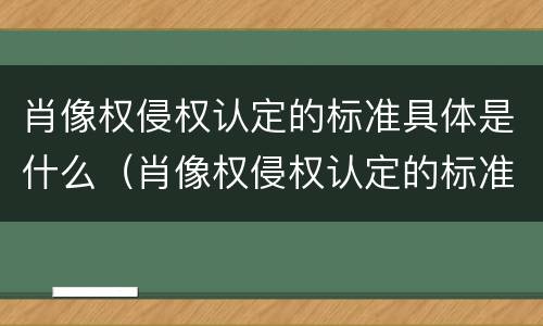 肖像权侵权认定的标准具体是什么（肖像权侵权认定的标准具体是什么内容）