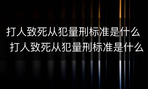打人致死从犯量刑标准是什么 打人致死从犯量刑标准是什么意思