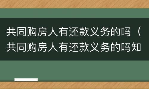 共同购房人有还款义务的吗（共同购房人有还款义务的吗知乎）