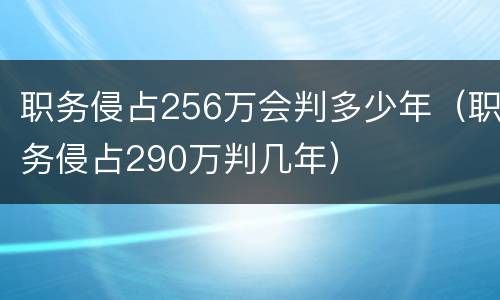 职务侵占256万会判多少年（职务侵占290万判几年）