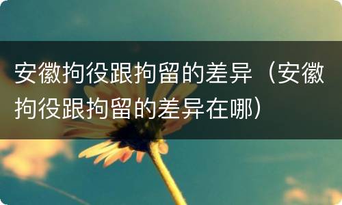 安徽拘役跟拘留的差异（安徽拘役跟拘留的差异在哪）