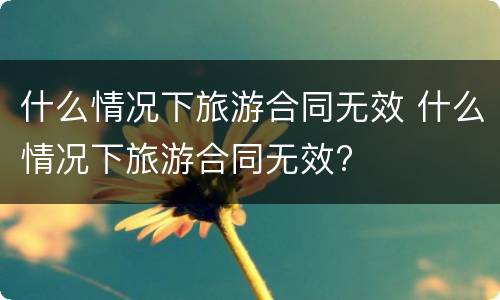 什么情况下旅游合同无效 什么情况下旅游合同无效?