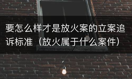 要怎么样才是放火案的立案追诉标准（放火属于什么案件）