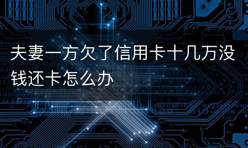 夫妻一方欠了信用卡十几万没钱还卡怎么办