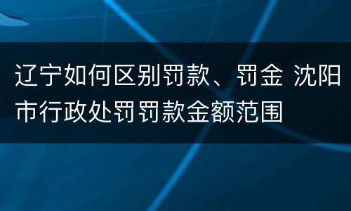 辽宁如何区别罚款、罚金 沈阳市行政处罚罚款金额范围